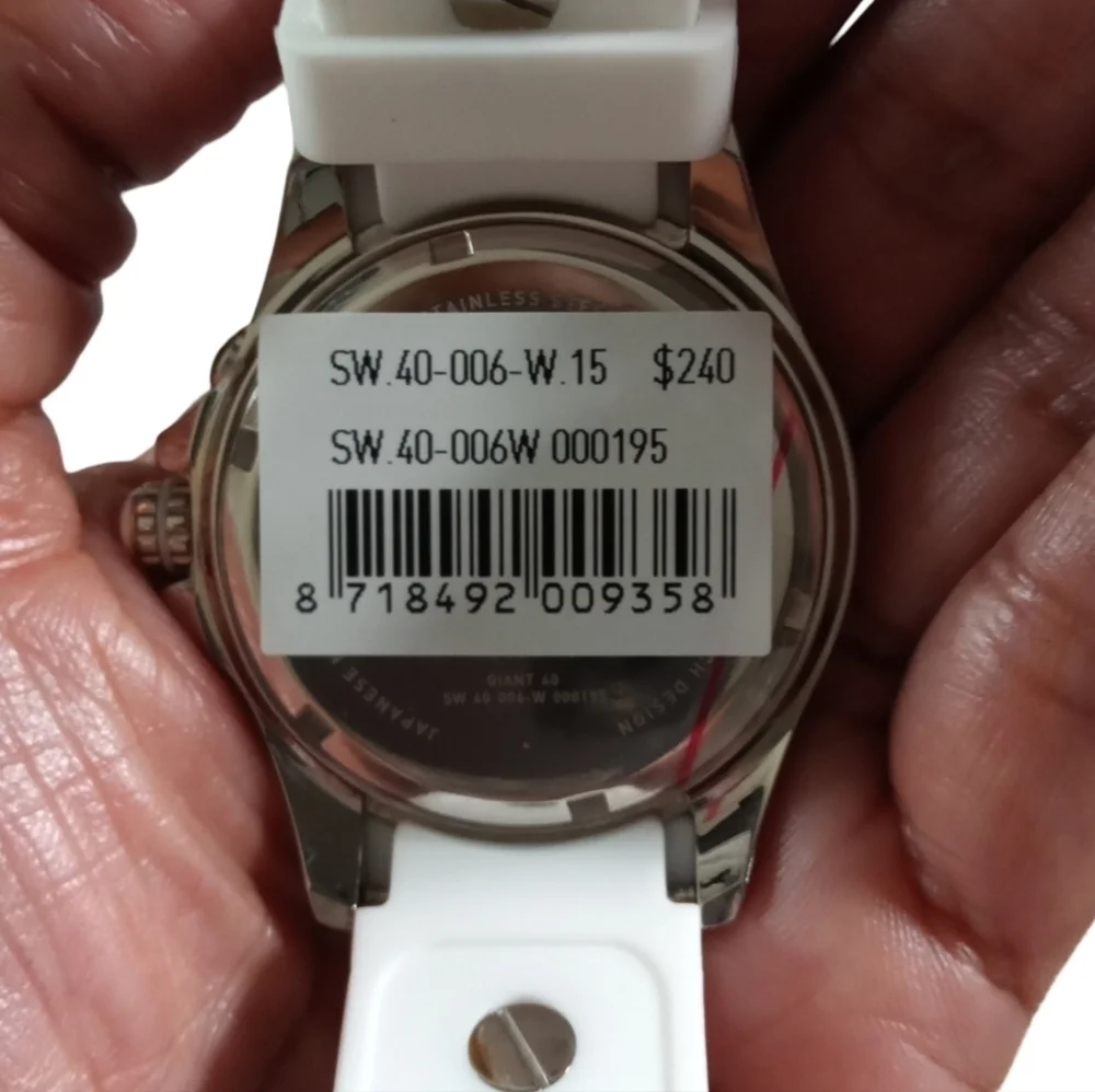 Kyboe Women's White Silicone Watch w/ Pink Crystal Bezel 40 mm